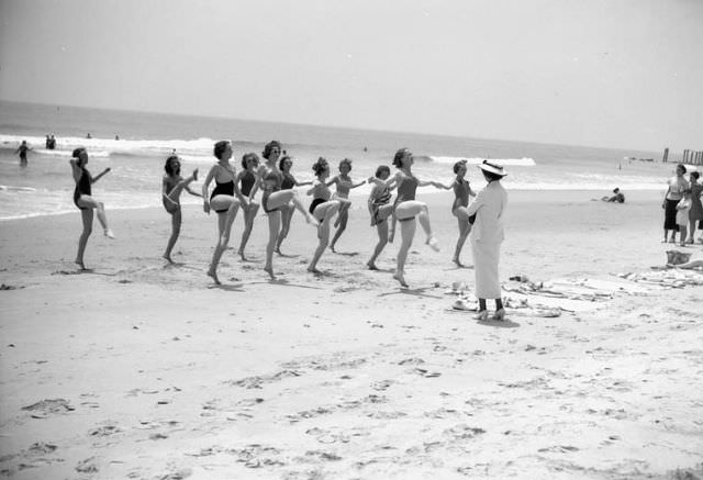 Callisthenics on the beach.