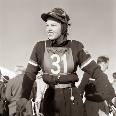 American skier Brynhild Grasmoen, St. Moritz, 1948