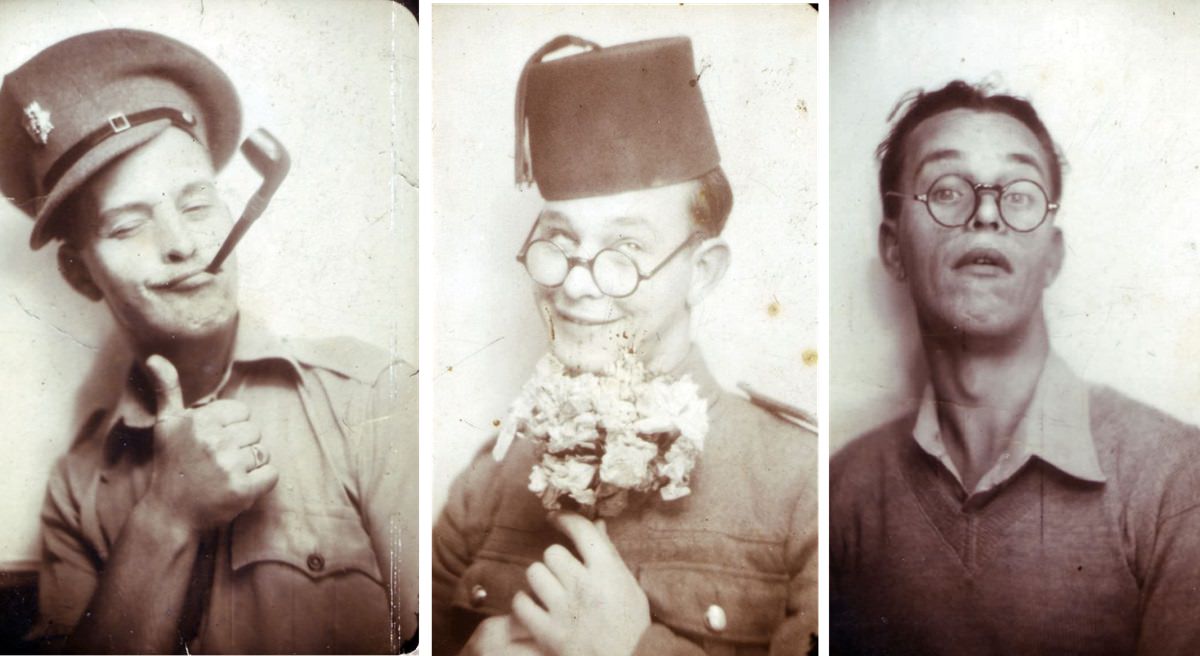 Funny Photobooth Portraits WWII Soldiers