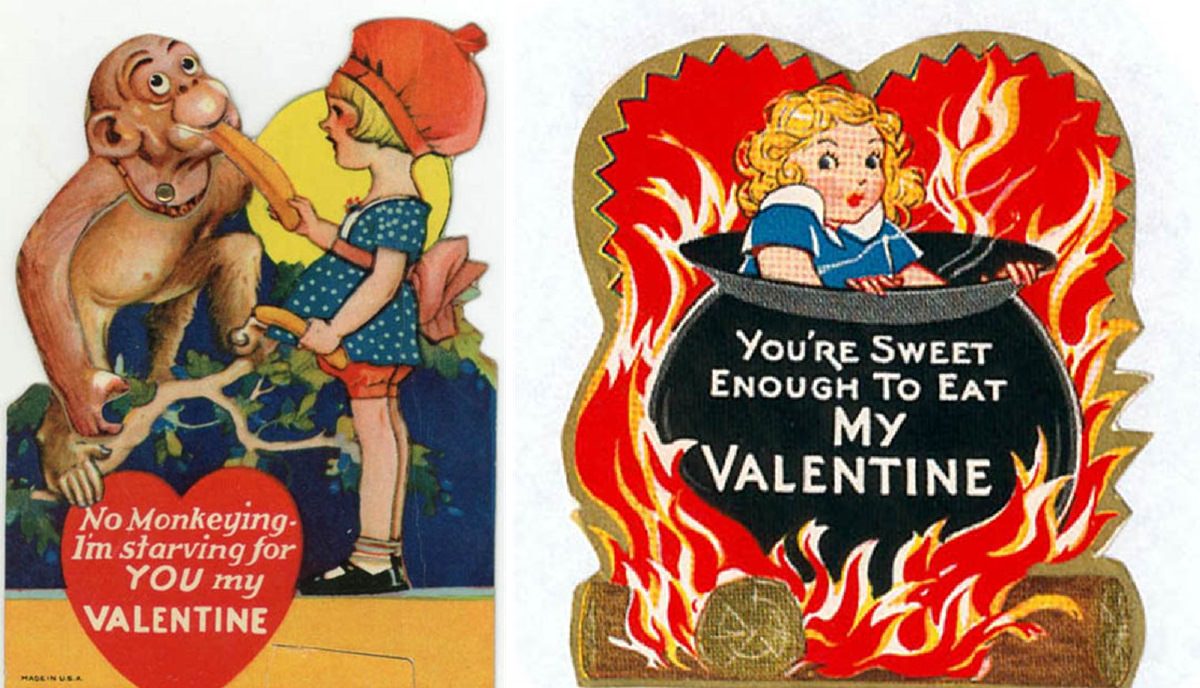 Unsettling Valentine Day Cards Mid-20th century