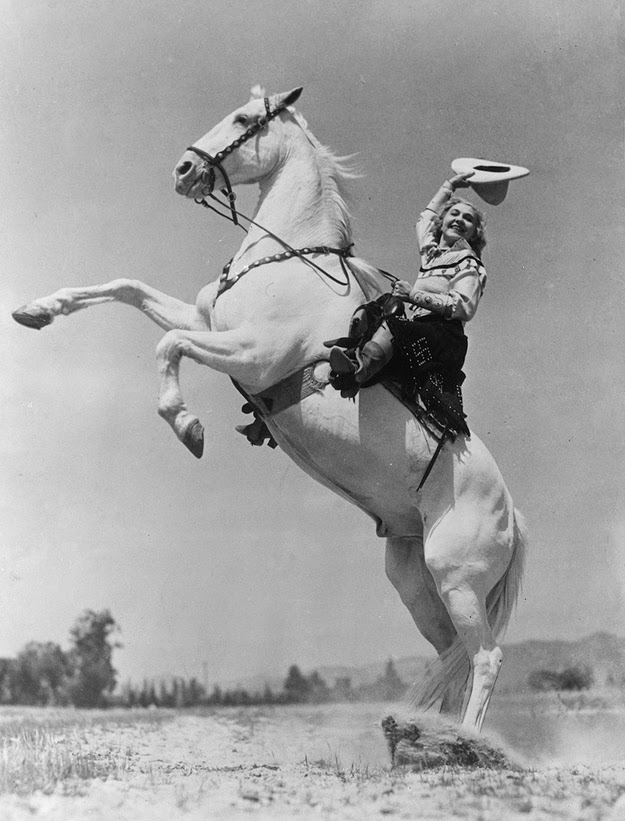 Ethelyn Dectreaux, a rodeo rider, 1935.