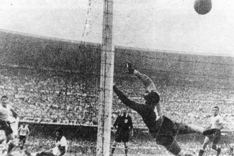 Despite taking the lead, Brazil were unable to capitalise on their advantage. Uruguay captain Obdulio Varela had helped subside the crowd’s celebrations by wasting time arguing with the linesman following the opening goal, and his side were level on 66 minutes through Juan Alberto Schiaffino, who smashed Alcides Ghiggia’s cross high in to the top corner (pictured).