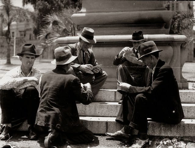 Card players in Centenial Place, Brisbane