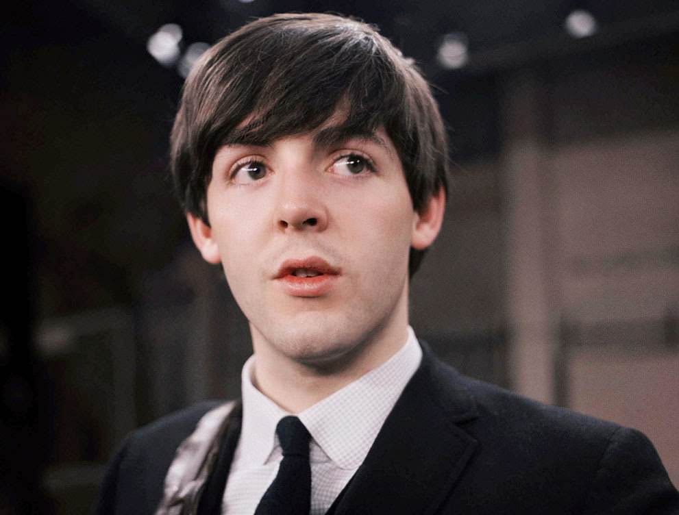 Paul McCartney on the set of the Ed Sullivan Show with the Beatles, 1964.