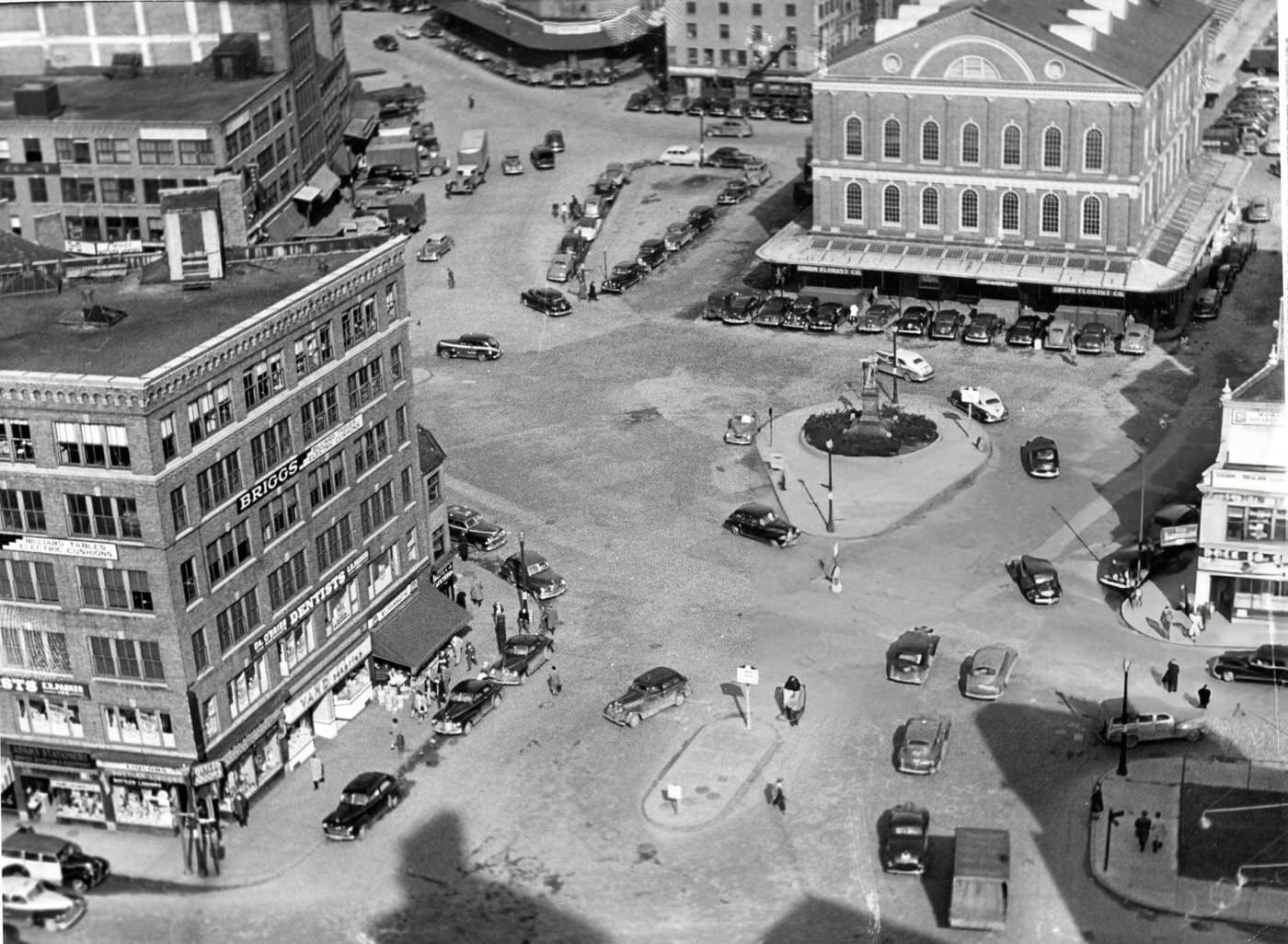 Aerial view of Dock Square in Boston, 1948.