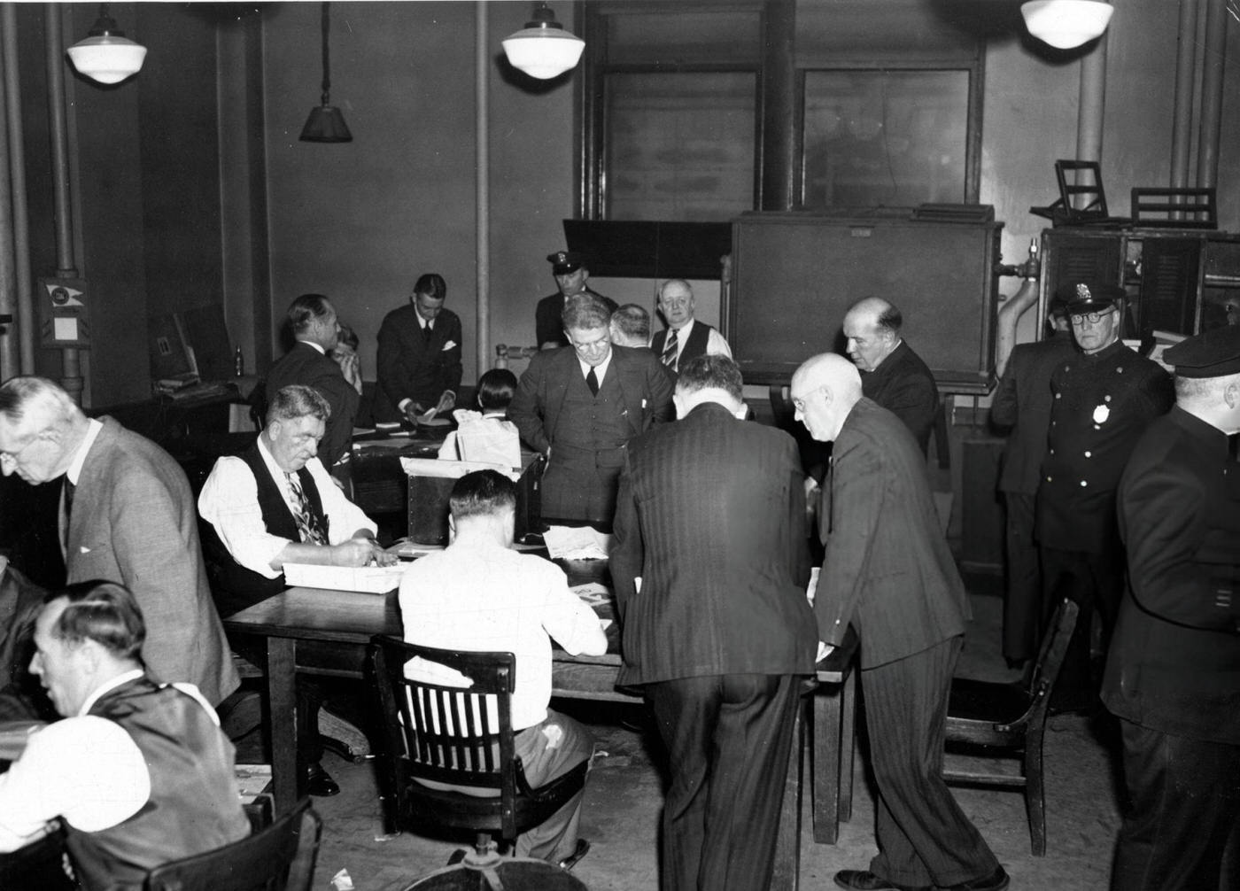 A recount is underway at Boston City Hall over the congressional election in District 10 between William A. Carey and Christian A. Herter, 1942.
