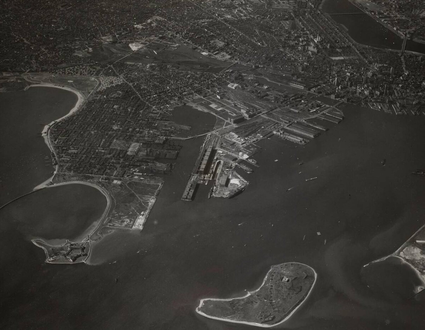 View from East at 10,000 Feet, Navy Yard Annex, South Boston, 1940s.