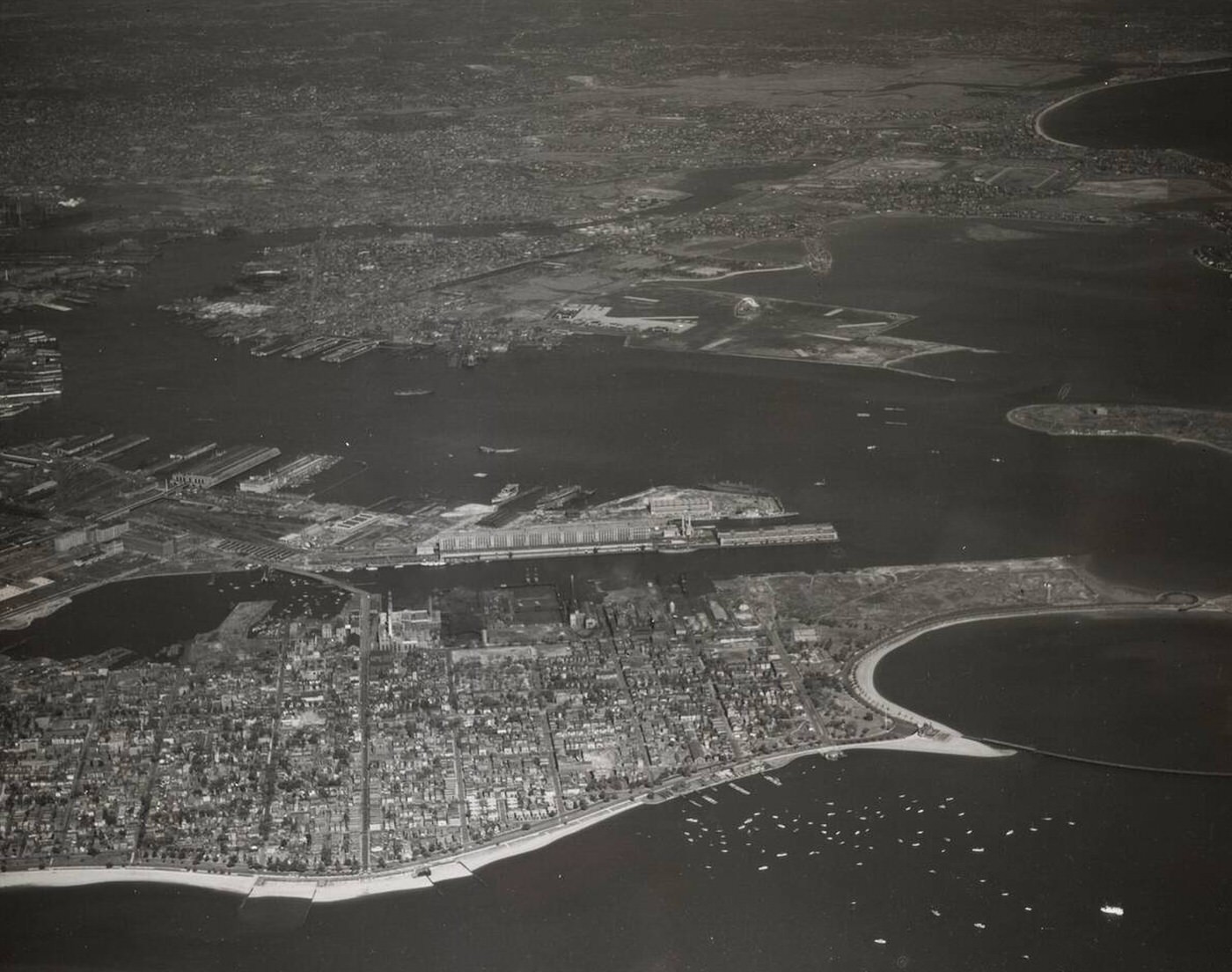 View from South at 5,000 Feet, Navy Yard Annex, South Boston, 1940s.