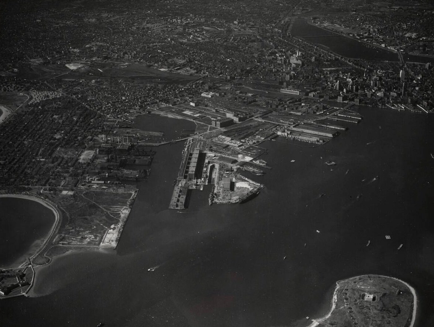 View from East at 5,000 Feet, Navy Yard Annex, South Boston, 1940s.