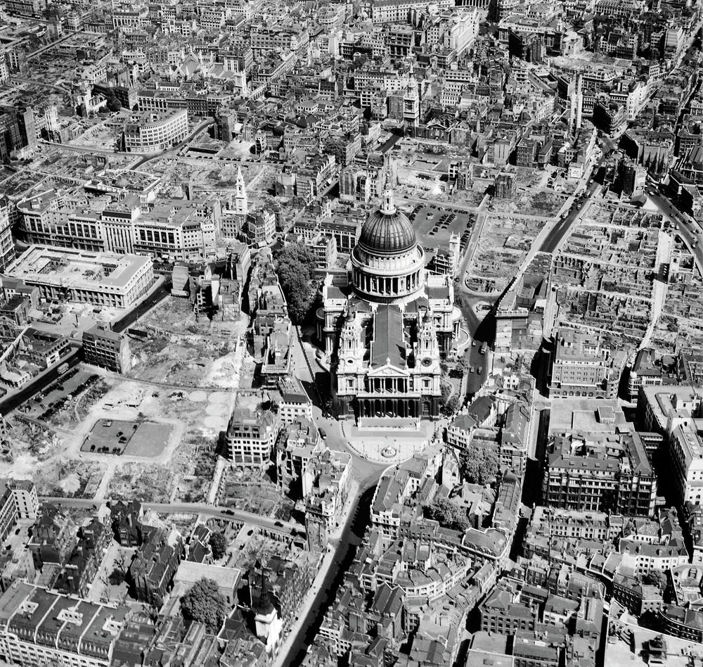 St Paul’s Cathedral sits seemingly untouched at the centre of a scene of urban devastation. At the height of the Blitz, London’s largest religious monument was transformed into a symbol of resolve, resilience and hope. Winston Churchill was keenly aware of the role that Christopher Wren’s Renaissance masterpiece could play in maintaining national morale and pride, and he issued the order that ‘the cathedral must be preserved at all costs’.