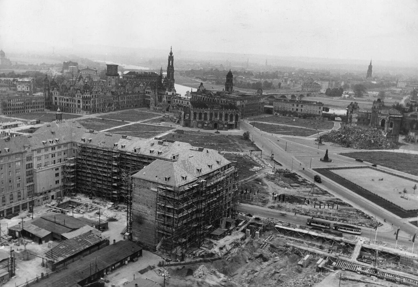View on the destroyed Dresden, 1956.