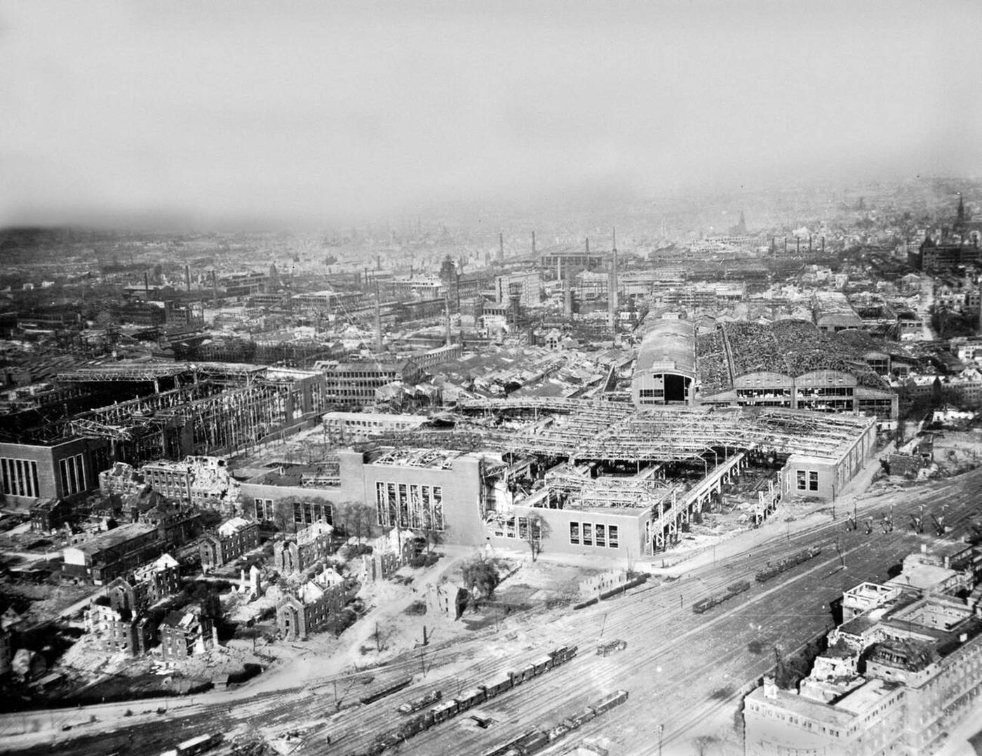 Krupp Plant destroyed by Allied bombing in Essen, 1945.