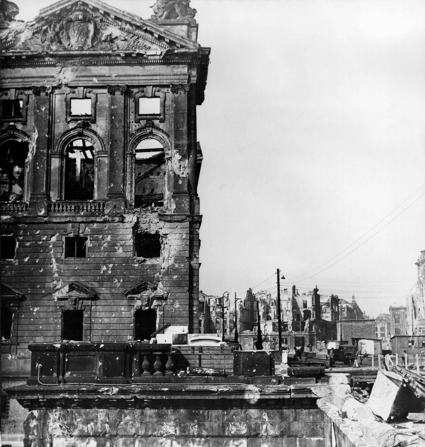 Ruin of the Neuer Marstall (New Stable) shortly after the end of World War II, Berlin, Germany, 1945.