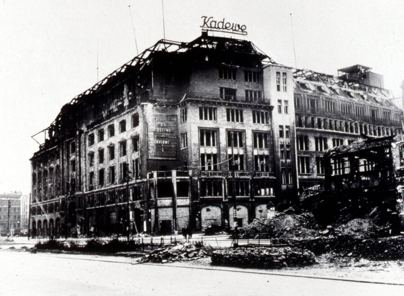 Kaufhaus des Westens (KaDeWe) after an Allied air raid, Berlin, Germany, 1943.