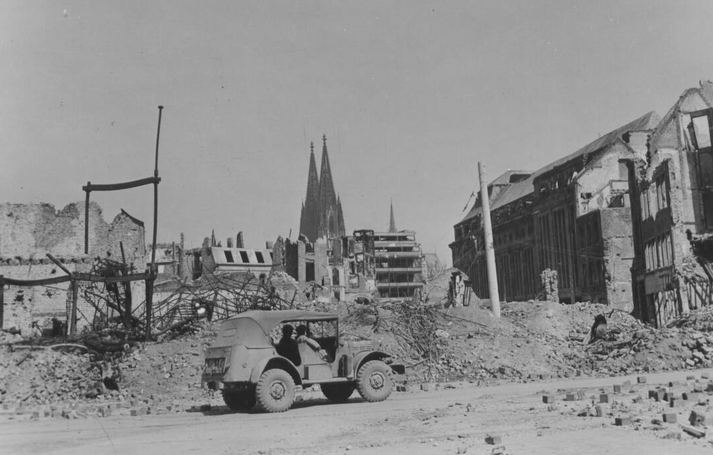 Ruins Of Cologne, Germany After Bombing By The 9Th Af, 1945.