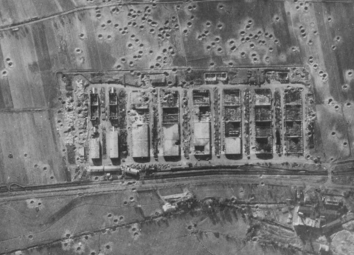 The Bettenhausen ordnance depot at Kassel, Germany, after 8th Air Force heavies attacked, 1944.