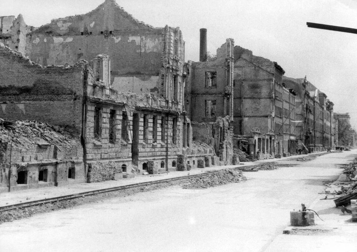 The Theresienstrasse in Munich after the war, 1945.