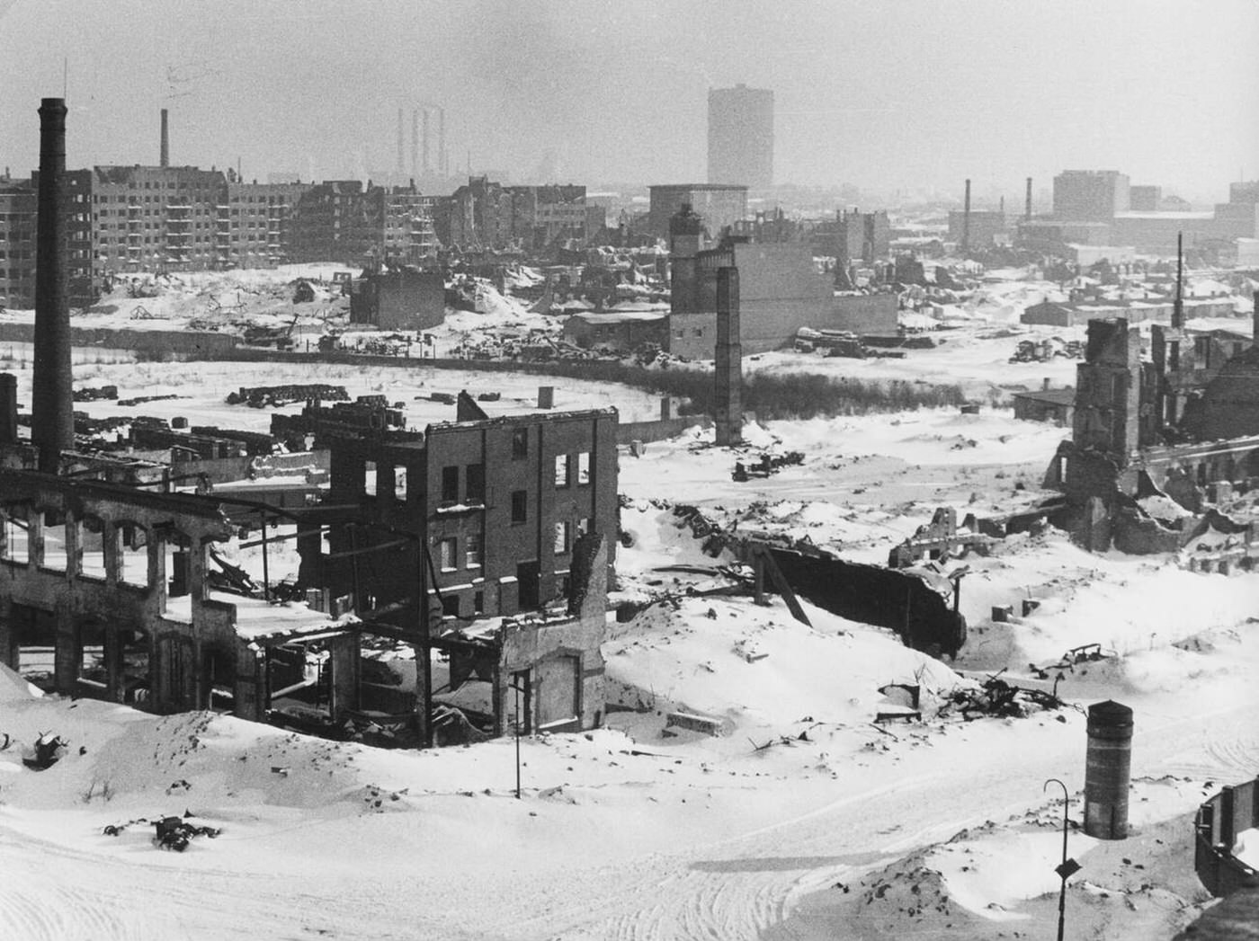 View of war damage in Rothenburgsort in Hamburg Hammerbrock, 1946.