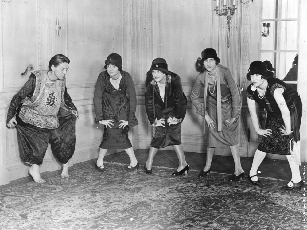 A group of ladies learning “The Charleston” dance, 1935.