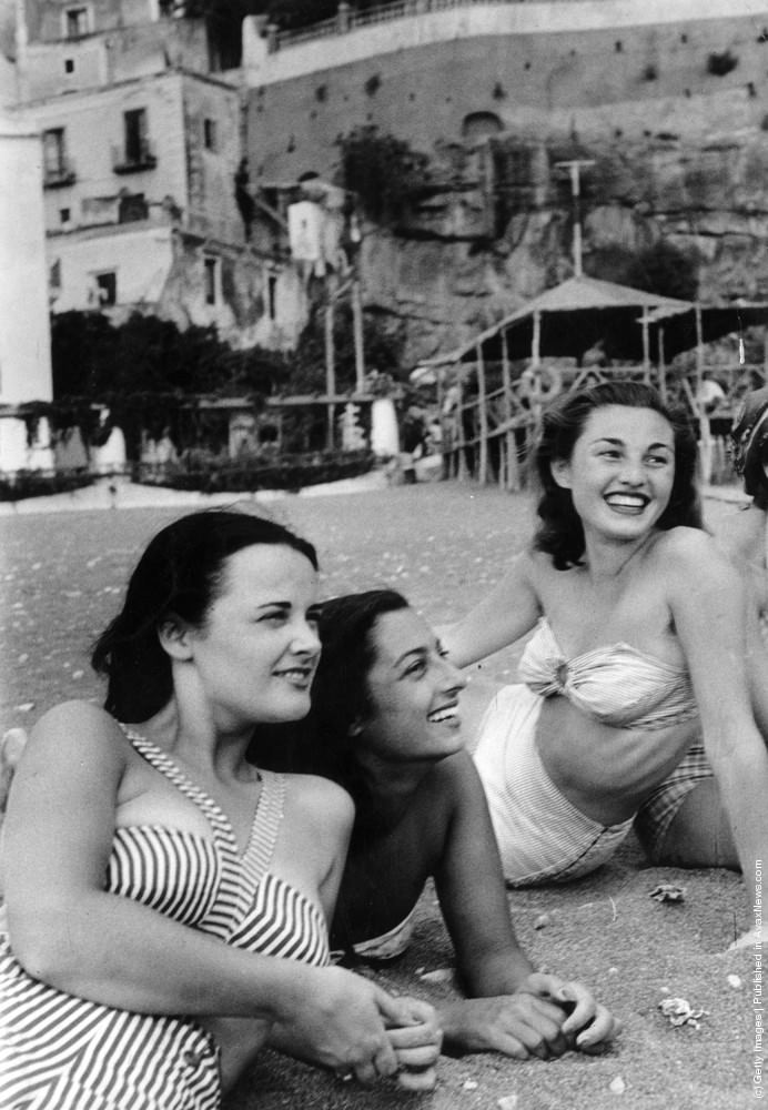 London student Mercy Haystead on holiday in Italy as an official guest of the town of Positano, 1949.