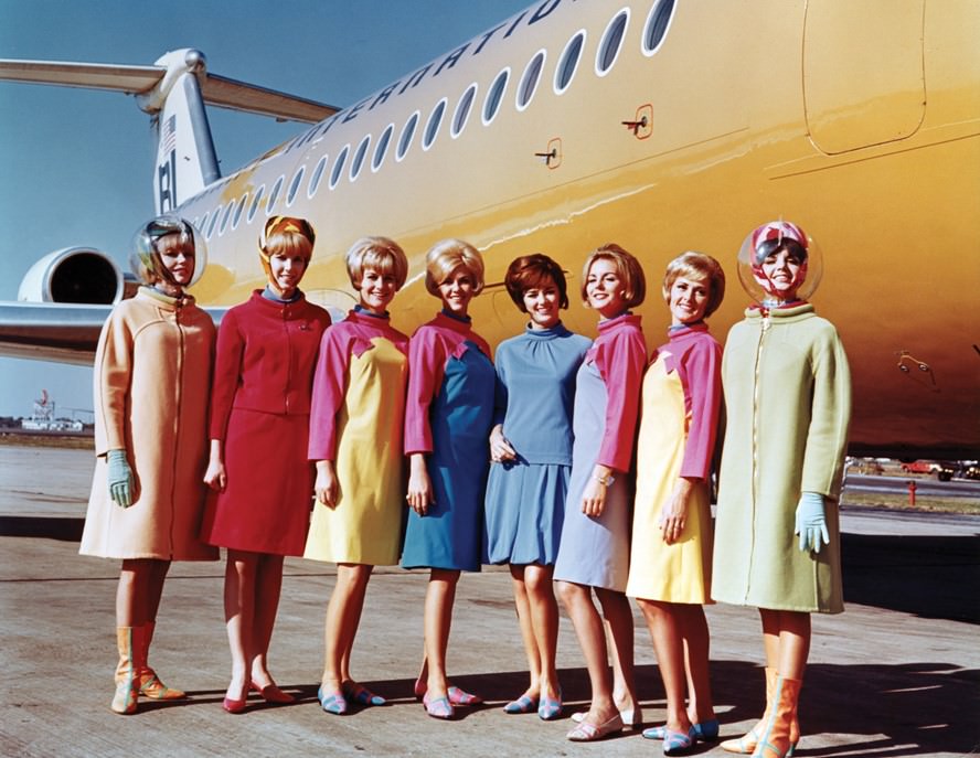 Braniff International uniforms by Emilio Pucci, 1965.