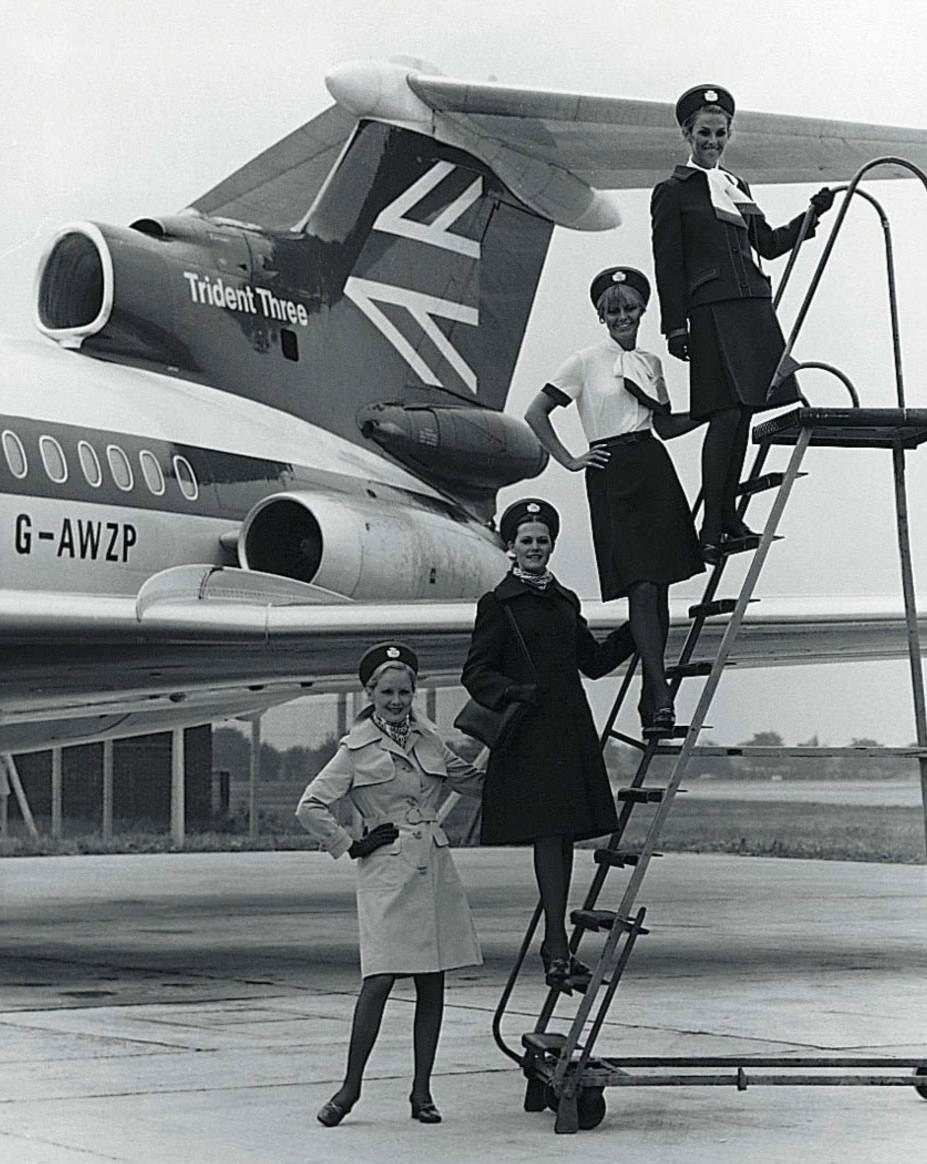 BEA's popular uniforms, designed by Sir Hardy Amies, 1972.