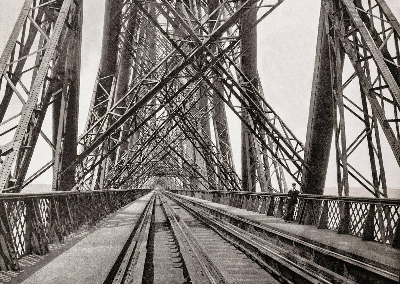 The Forth Bridge, a cantilever railway bridge across the Firth of Forth in the east of Scotland, designed by Sir John Fowler and Sir Benjamin Baker and opened in 1890.