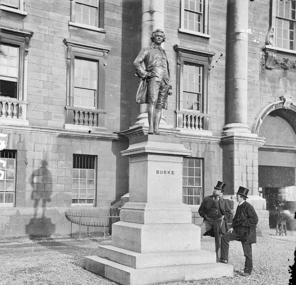 The statue of Edmund Burke outside Trinity College Dublin, 1880s