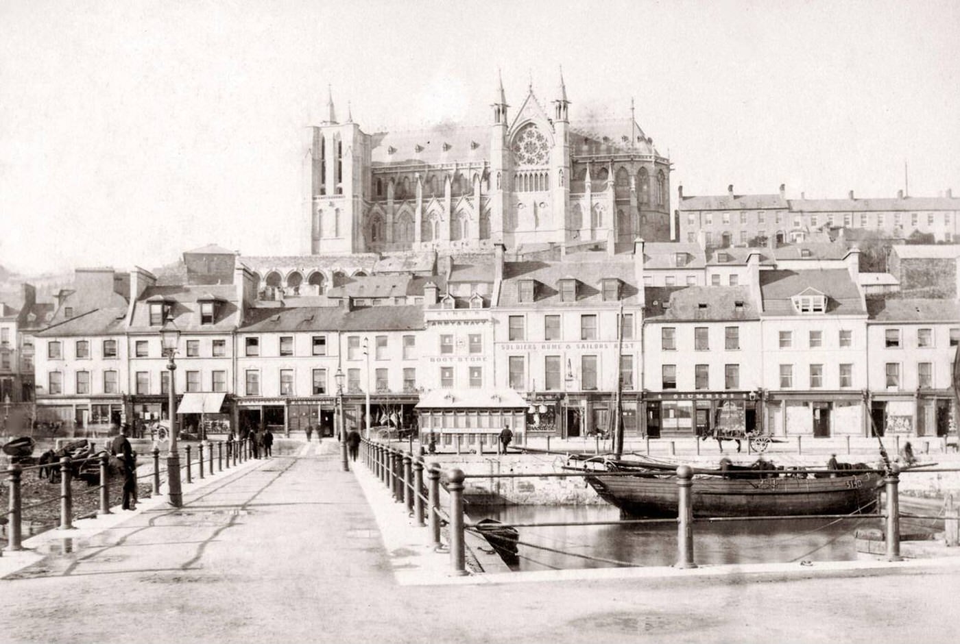 Cathedral, and docks Cobh (Queenstown), Ireland, 1890.