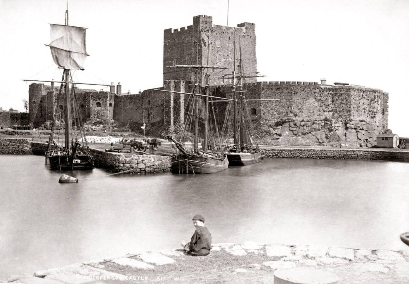 Carrickfergus Castle, Antrim, Northern Ireland, 1880s.