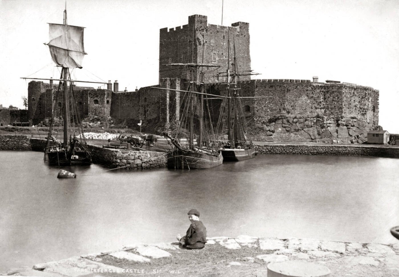 Carrickfergus Castle, Antrim, Northern Ireland, 1880s.