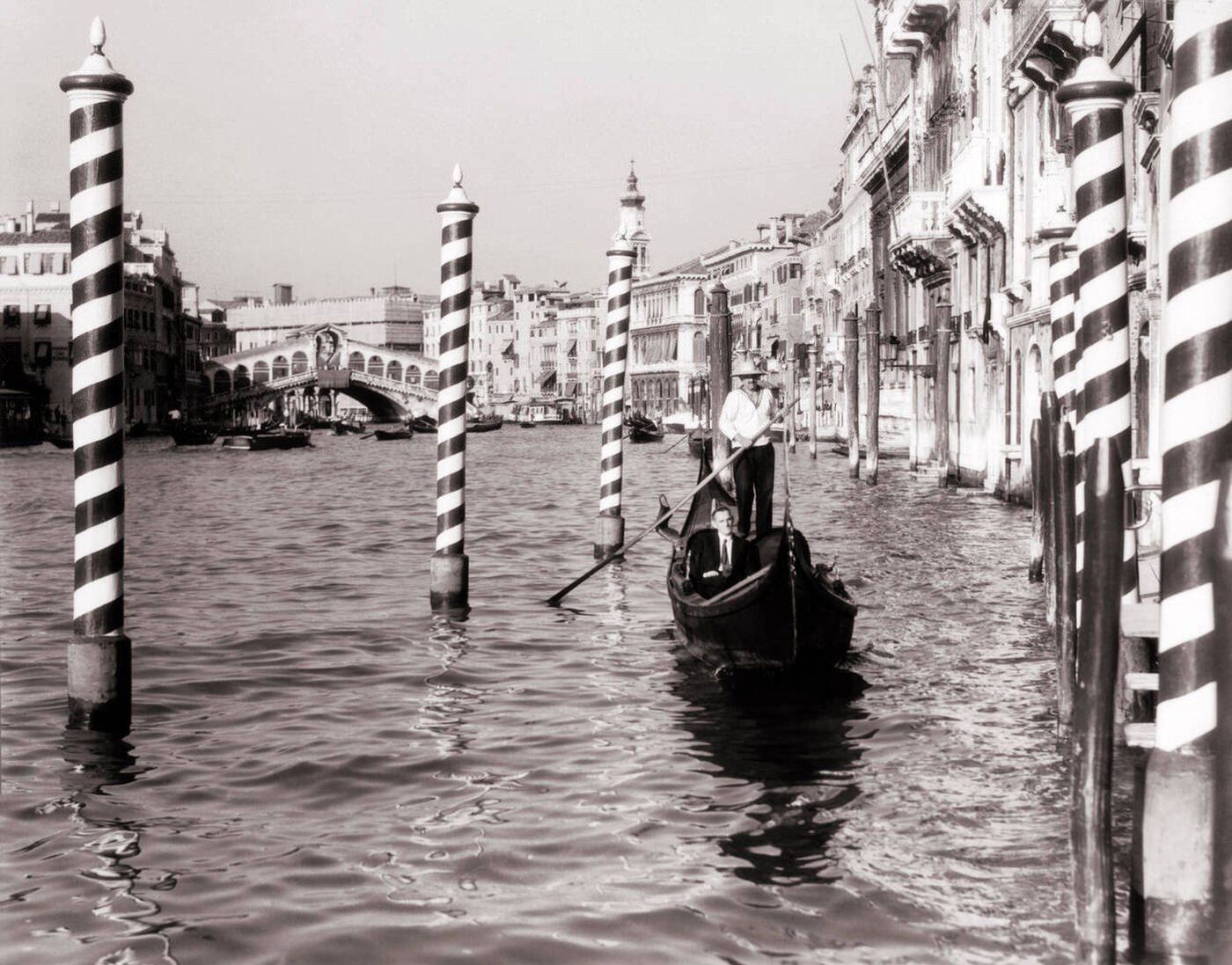 Gondola on Grand Canal, Venice, Italy, 1920s.