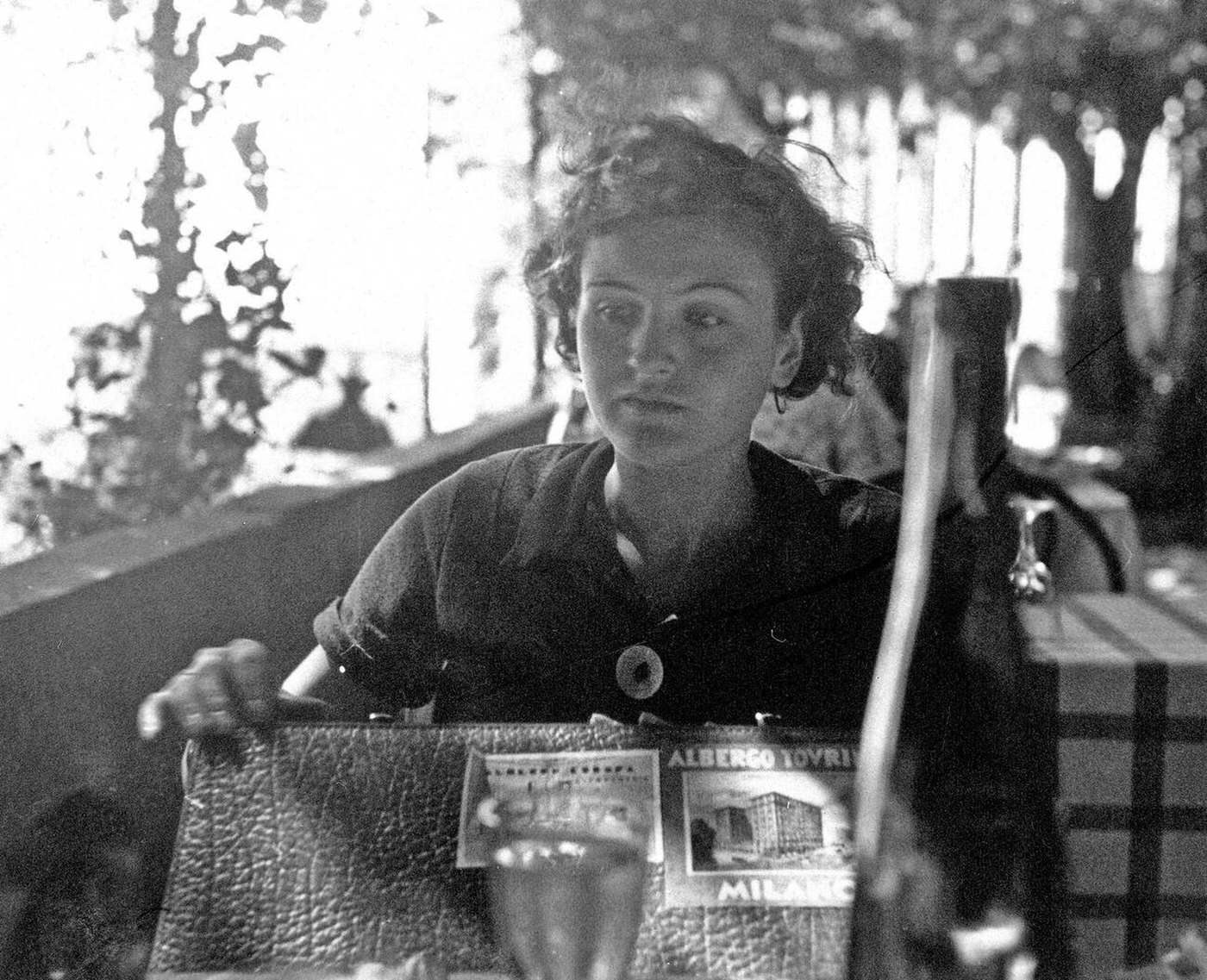 Woman tourist in Milan Italy, 1930s.