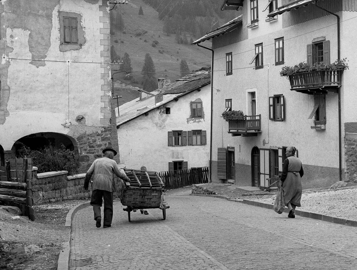 Alpine farmer in village near Monte Pana, South Tyrol, Italy, 1930s.