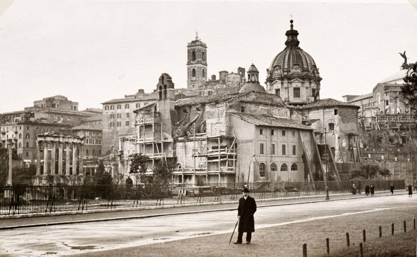 View of the dome of the church of Sant'Adriano al Foro, Rome, 1934.