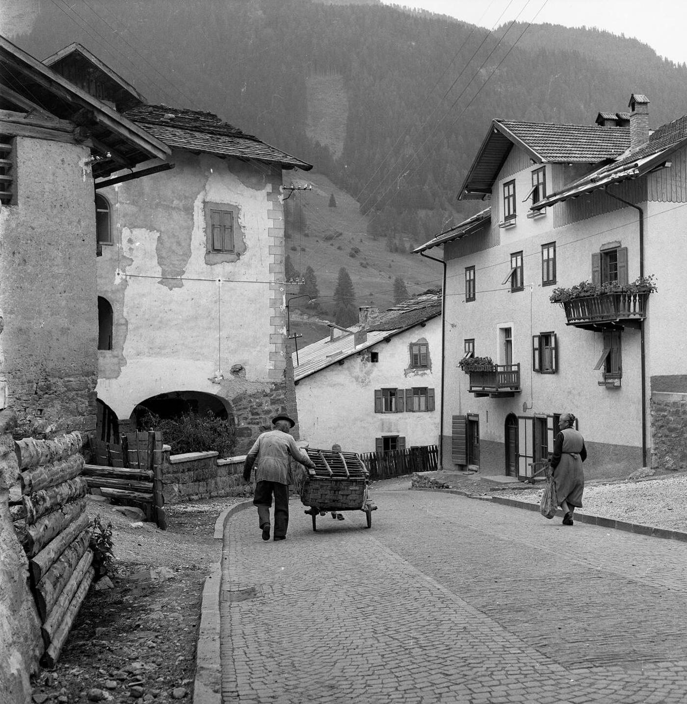 Alpine farmer in village near Monte Pana, South Tyrol, Italy, 1930s.