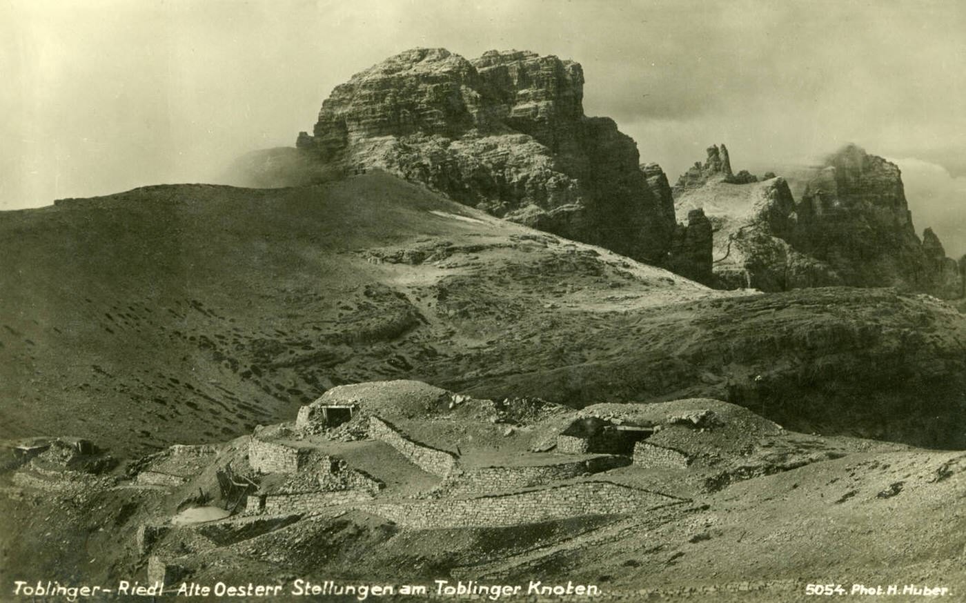 Austrian fortification from First World War at Toblinger Knot, South Tyrol, Italy, 1930s.