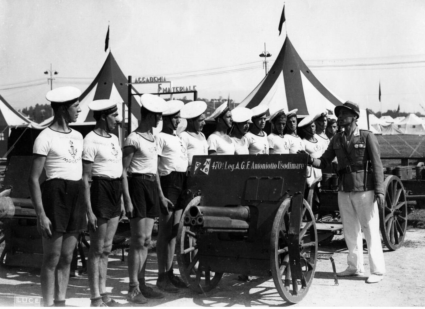 Members of the Italian Fascist youth organization Opera Nazionale Balilla during their premilitary training, Italy, 1930s.