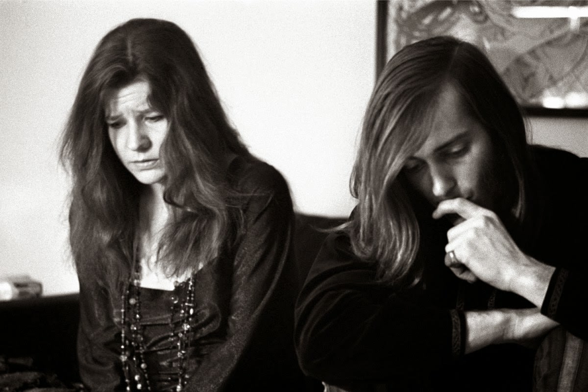 Janis Joplin and Sam Andrew in Albert Grossman's office in New York City, 1968.