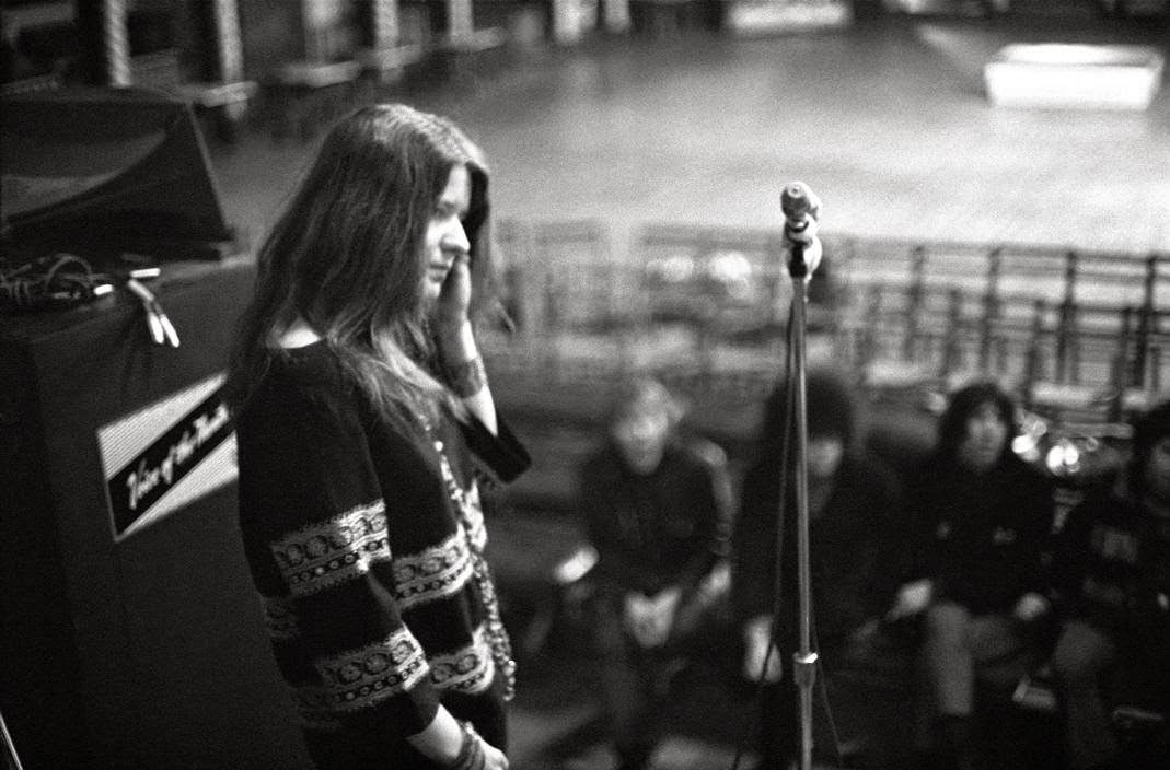Janis Joplin, rehearsal, Grande Ballroom, Detroit 1968.
