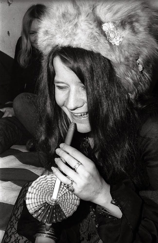 Janis Joplin, in MC5 commune pad in Detroit, 1968.