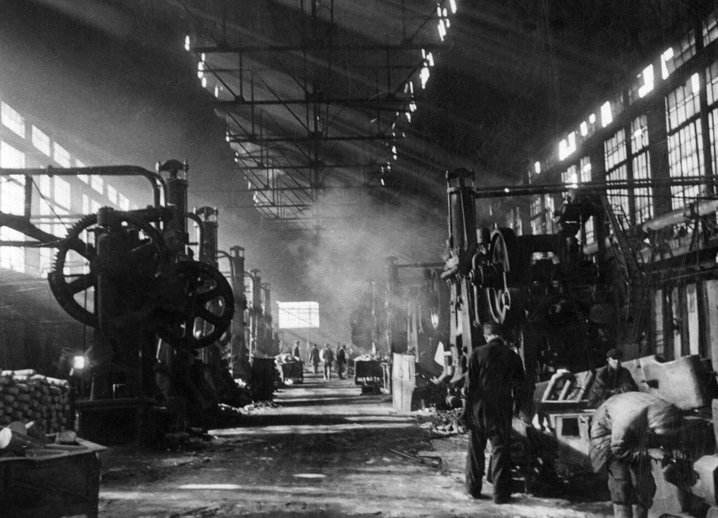 Tractor works "Red October" production hall, Stalingrad, Russia, 1950s.