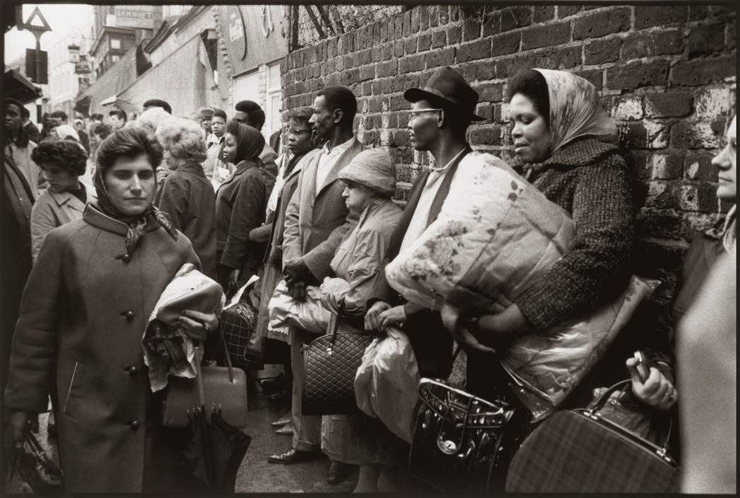 Bus queue in Brixton, South London.