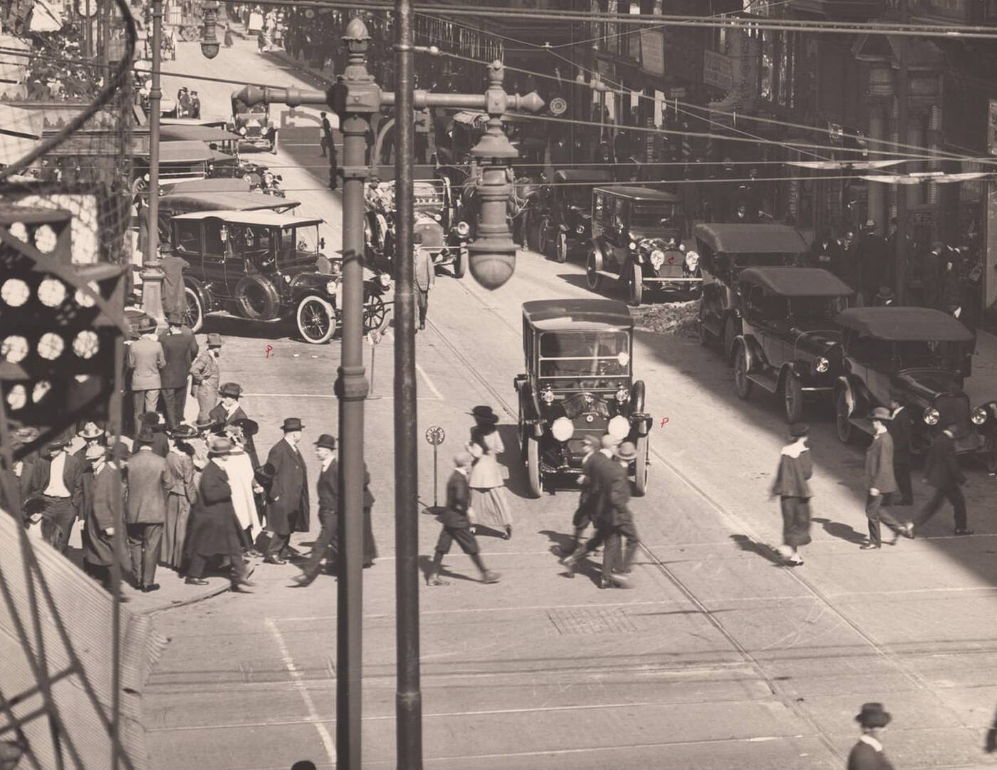 Sixth Street looking north from Olive Street, Los Angeles.