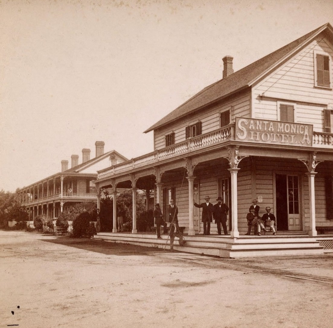 The Santa Monica Hotel was the first hotel built in the area. It was constructed in 1885 to accommodate the influx of tourists from the railroad.
