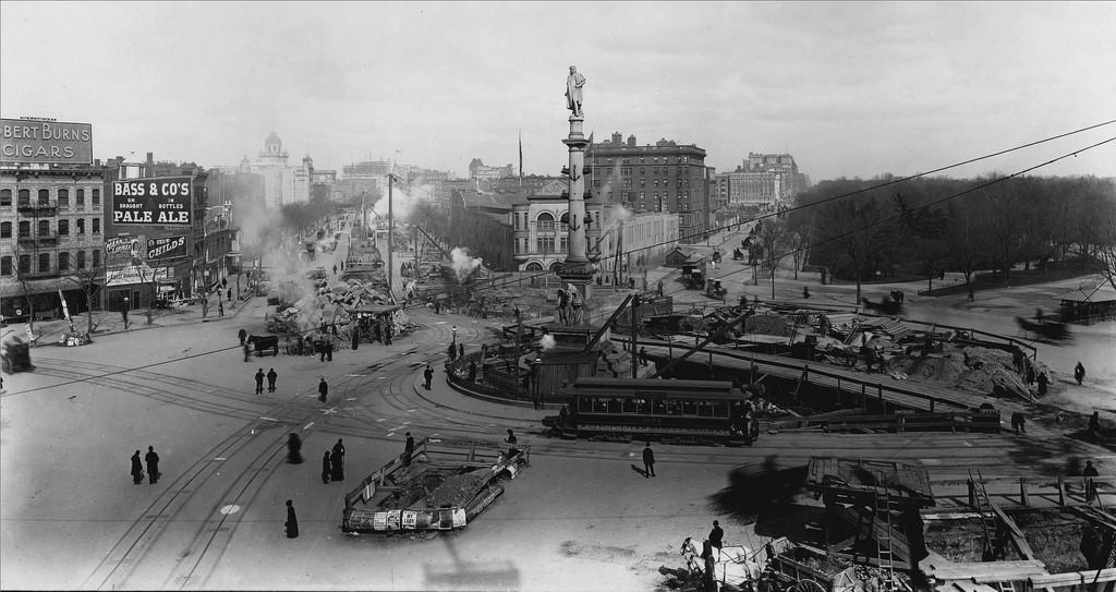 Construction at Columbus Circle, 1895