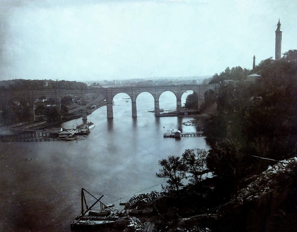 High Bridge, from Washington Heights with The Bronx to the left, 1892
