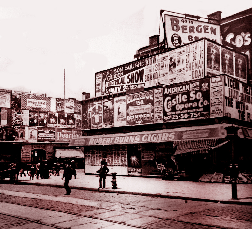 Billboards on 42nd Street at Broadway, Times Square, 1898