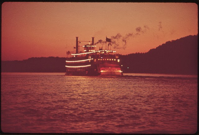 Paddlewheel Steamboat On The Ohio River, May 1972