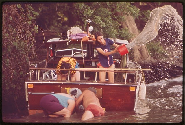 Small Pleasure Craft Goes Aground On Banks Of Ohio River, June 1972